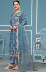 Angelic Aqua Color Cotton  Fabric Casual Suit