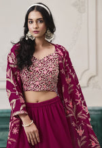 Amazing Pink Color Georgette Fabric Partywear Suit