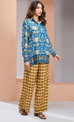 Dazzling Blue Color Muslin Fabric Cord Set
