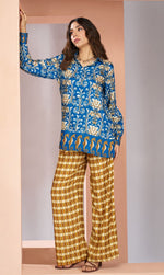Dazzling Blue Color Muslin Fabric Cord Set