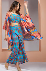 Dazzling Turquoise Color Muslin Fabric Cord Set