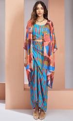 Dazzling Turquoise Color Muslin Fabric Cord Set