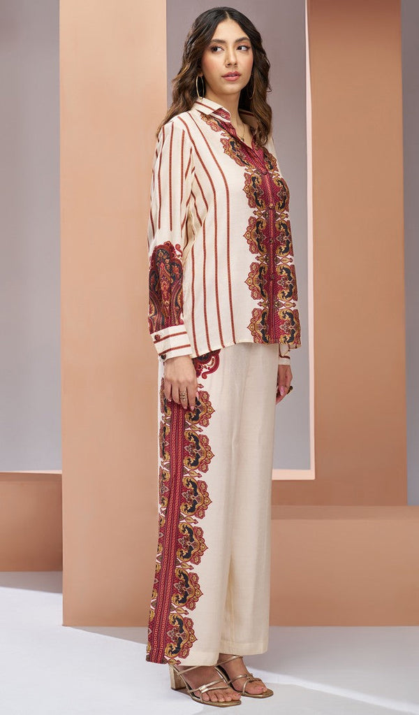 Dazzling Cream Color Muslin Fabric Cord Set