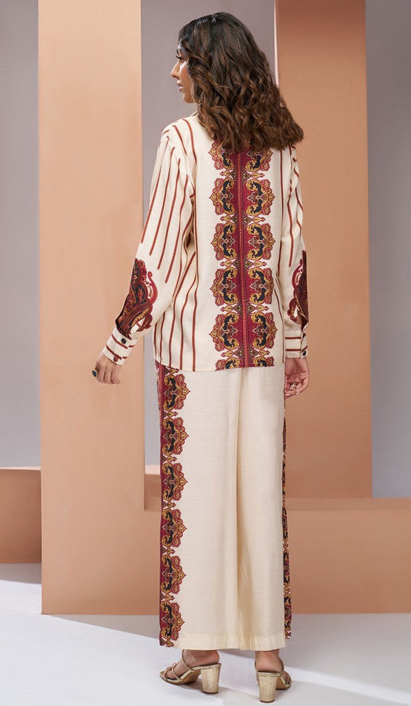 Dazzling Cream Color Muslin Fabric Cord Set