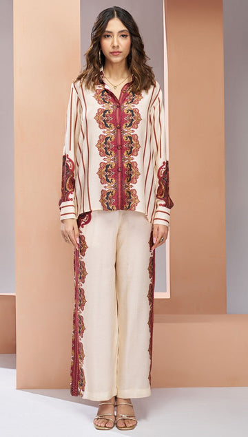 Dazzling Cream Color Muslin Fabric Cord Set