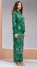 Dazzling Green Color Muslin Fabric Cord Set