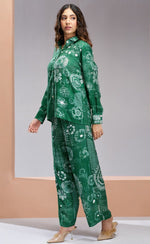 Dazzling Green Color Muslin Fabric Cord Set