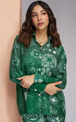 Dazzling Green Color Muslin Fabric Cord Set