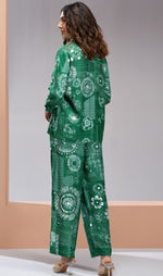 Dazzling Green Color Muslin Fabric Cord Set