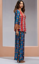 Dazzling Blue Color Muslin Fabric Cord Set