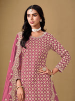 Dazzling Pink Color Art Silk Fabric Partywear Suit