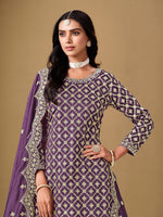 Dazzling Purple Color Art Silk Fabric Partywear Suit