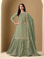 Dazzling Green Color Art Silk Fabric Partywear Suit