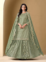 Dazzling Green Color Art Silk Fabric Partywear Suit