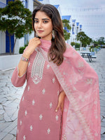 Gorgeous Pink Color Chanderi Fabric Designer Suit