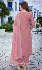 Gorgeous Pink Color Chanderi Fabric Designer Suit