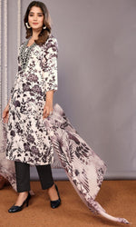 Gorgeous White Color Cotton  Fabric Designer Suit