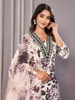 Gorgeous White Color Cotton  Fabric Designer Suit
