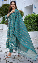 Gorgeous Teal Color Viscose Fabric Designer Suit