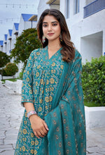Gorgeous Teal Color Viscose Fabric Designer Suit