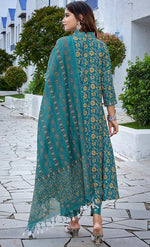 Gorgeous Teal Color Viscose Fabric Designer Suit