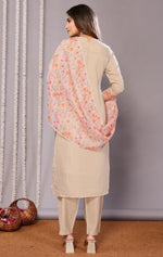 Gorgeous Beige Color Chanderi Fabric Designer Suit