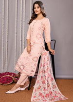 Gorgeous Peach Color Chanderi Fabric Designer Suit