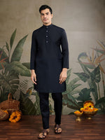 Amazing Black Color Viscose Fabric Mens Kurta with Jacket