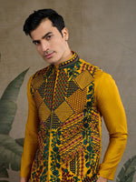 Amazing Yellow Color Viscose Fabric Mens Kurta with Jacket