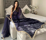 Lovely Navy Blue Color Satin Fabric Readymade Saree