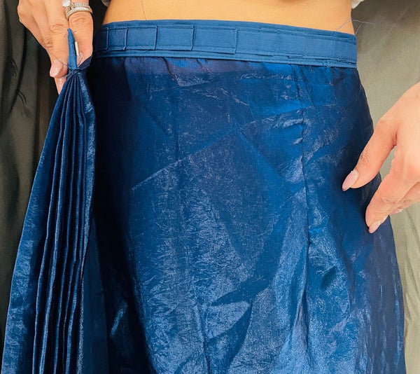 Lovely Teal  Color Satin Fabric Readymade Saree