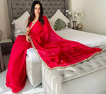 Lovely Red Color Satin Fabric Readymade Saree