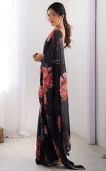 Lovely Black Color Georgette Fabric Casual Saree
