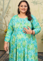 Pretty Green Color Rayon Fabric Designer Kurti