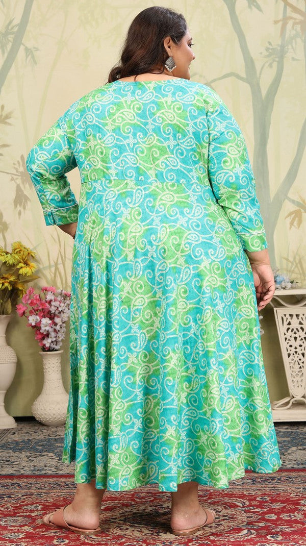 Pretty Green Color Rayon Fabric Designer Kurti