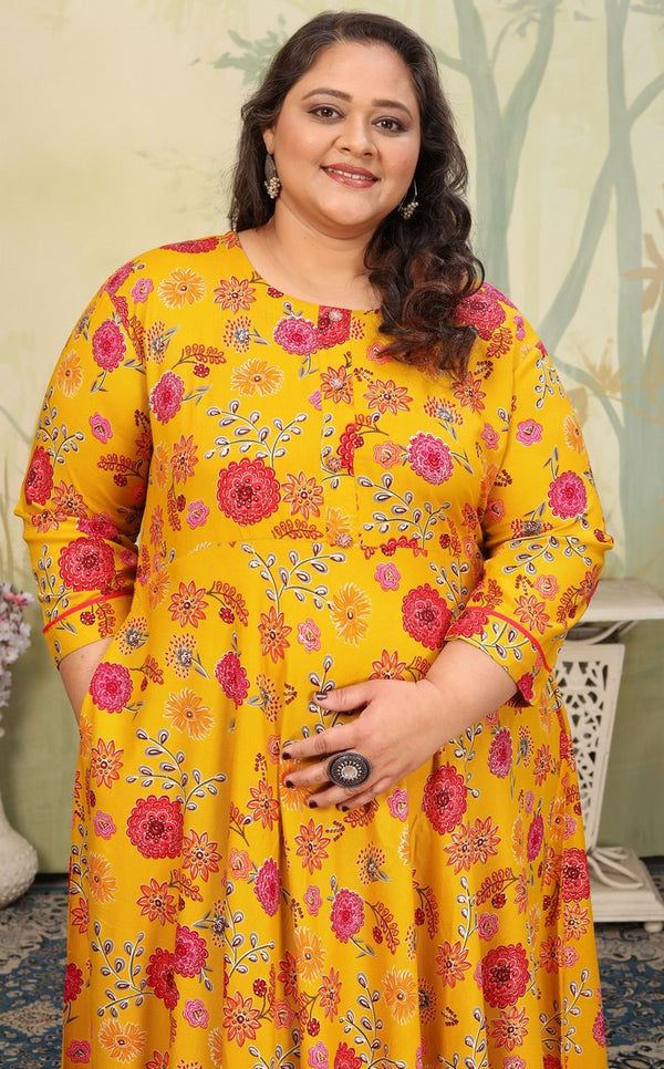 Pretty Yellow Color Rayon Fabric Designer Kurti