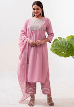 Striking Pink Color Silk Fabric Designer Suit