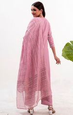 Striking Pink Color Silk Fabric Designer Suit