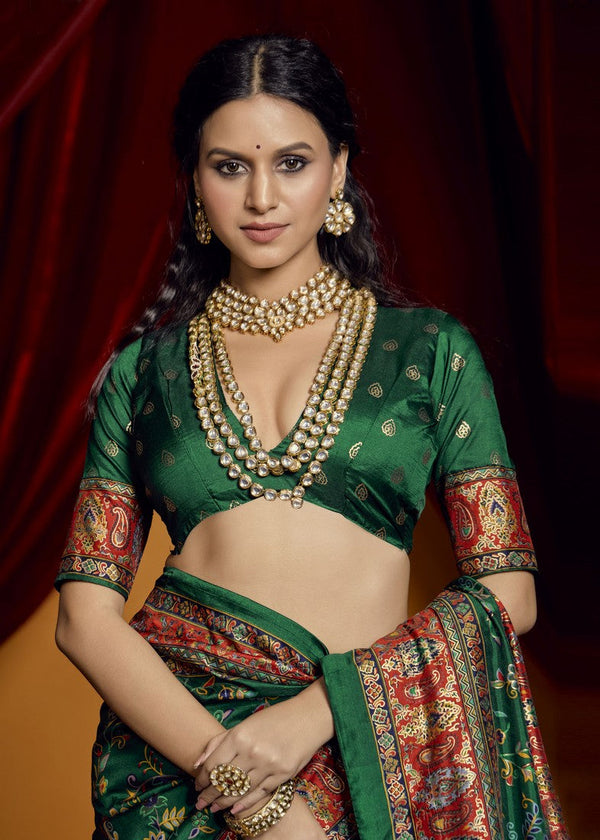 Lovely Green Color Tussar Fabric Casual Saree