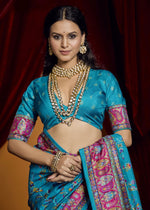 Lovely Aqua Color Tussar Fabric Casual Saree