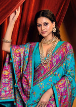 Lovely Aqua Color Tussar Fabric Casual Saree