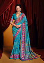 Lovely Aqua Color Tussar Fabric Casual Saree