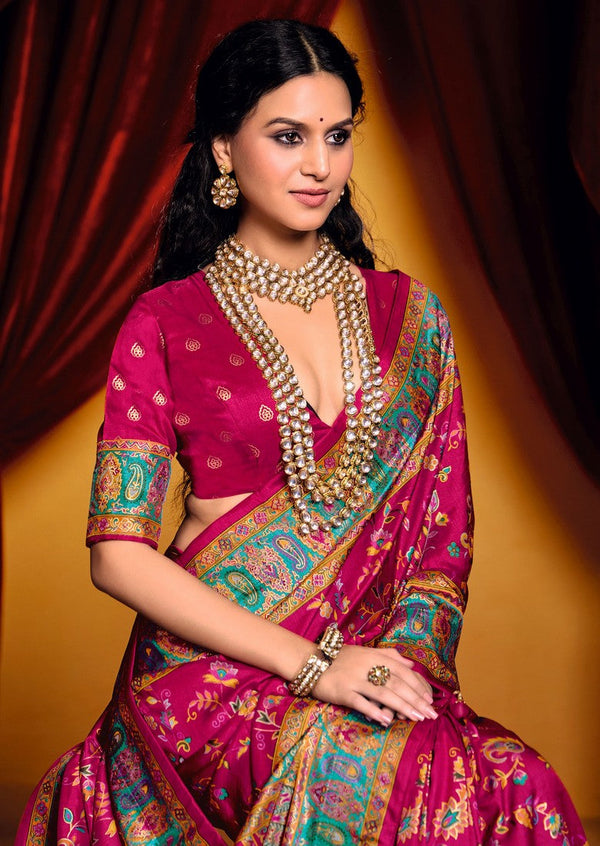 Lovely Pink Color Tussar Fabric Casual Saree
