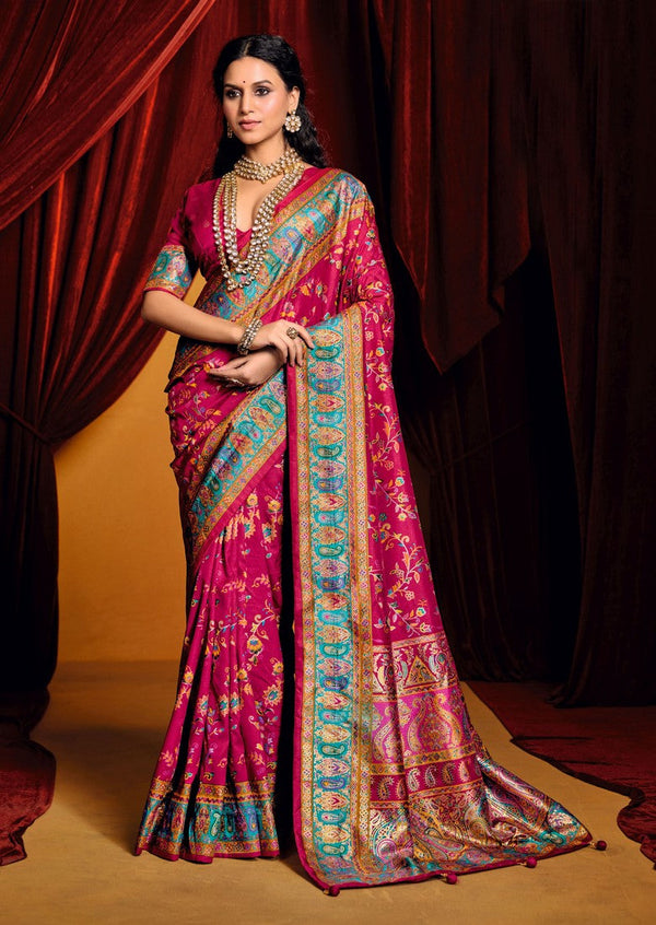 Lovely Pink Color Tussar Fabric Casual Saree