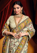 Lovely Cream Color Tussar Fabric Casual Saree