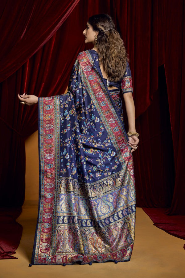 Lovely Navy Blue Color Tussar Fabric Casual Saree