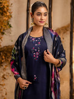 Dazzling Navy Blue Color Viscose Fabric Designer Suit