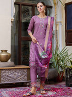 Dazzling Purple Color Viscose Fabric Designer Suit