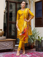 Dazzling Mustard Color Viscose Fabric Designer Suit