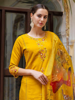 Dazzling Mustard Color Viscose Fabric Designer Suit